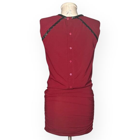 IRO PARIS Silk Blend Setani Mini Dress Sheath Ruched Burgundy Career Cocktail M - Picture 7 of 12